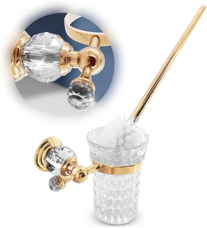 Stylish Stainless Steel Toilet Brush and Holder Set - Silver Toilet Bowl Brush and Holder with Splash Cover, Sturdy Bristles, Corrosion & Scratch Resistant - Elegant Design, Effective Deep Cleaning