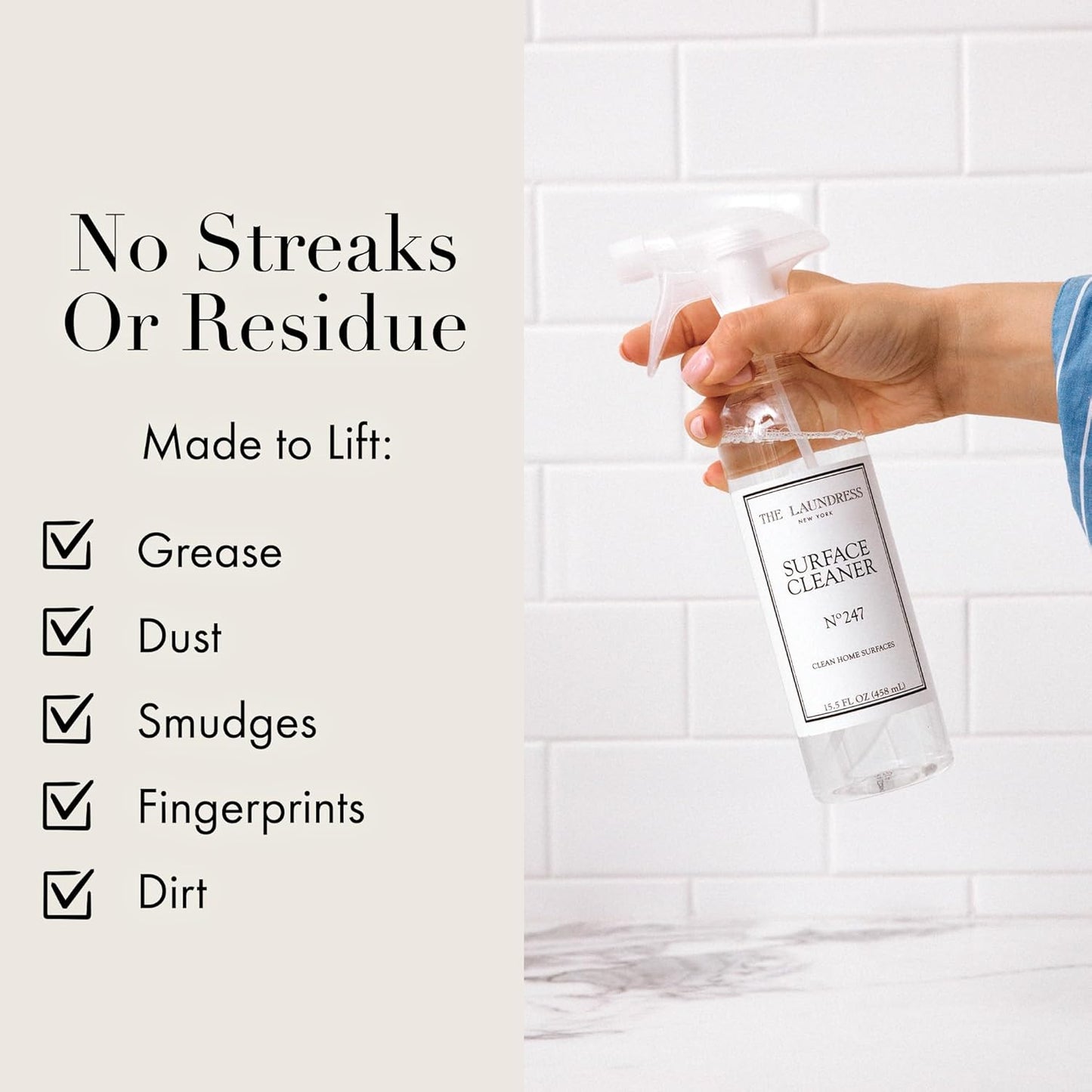The Laundress Surface Cleaner, No. 247 Scented; Safe for Granite, Marble, Porcelain, & Wood; Bio-Based Ingredients; 15.5 Fl OZ