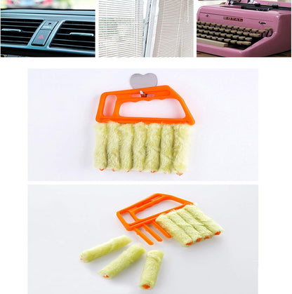2 Pcs Blind Cleaner Washable Window Dusting Cleaner Tool Mini Blind Duster Brush Dust Clean Venetian Blind Brush Window Air Conditioner Duster Dirt with 7 Slat Handheld Household Kitchen Cleaning