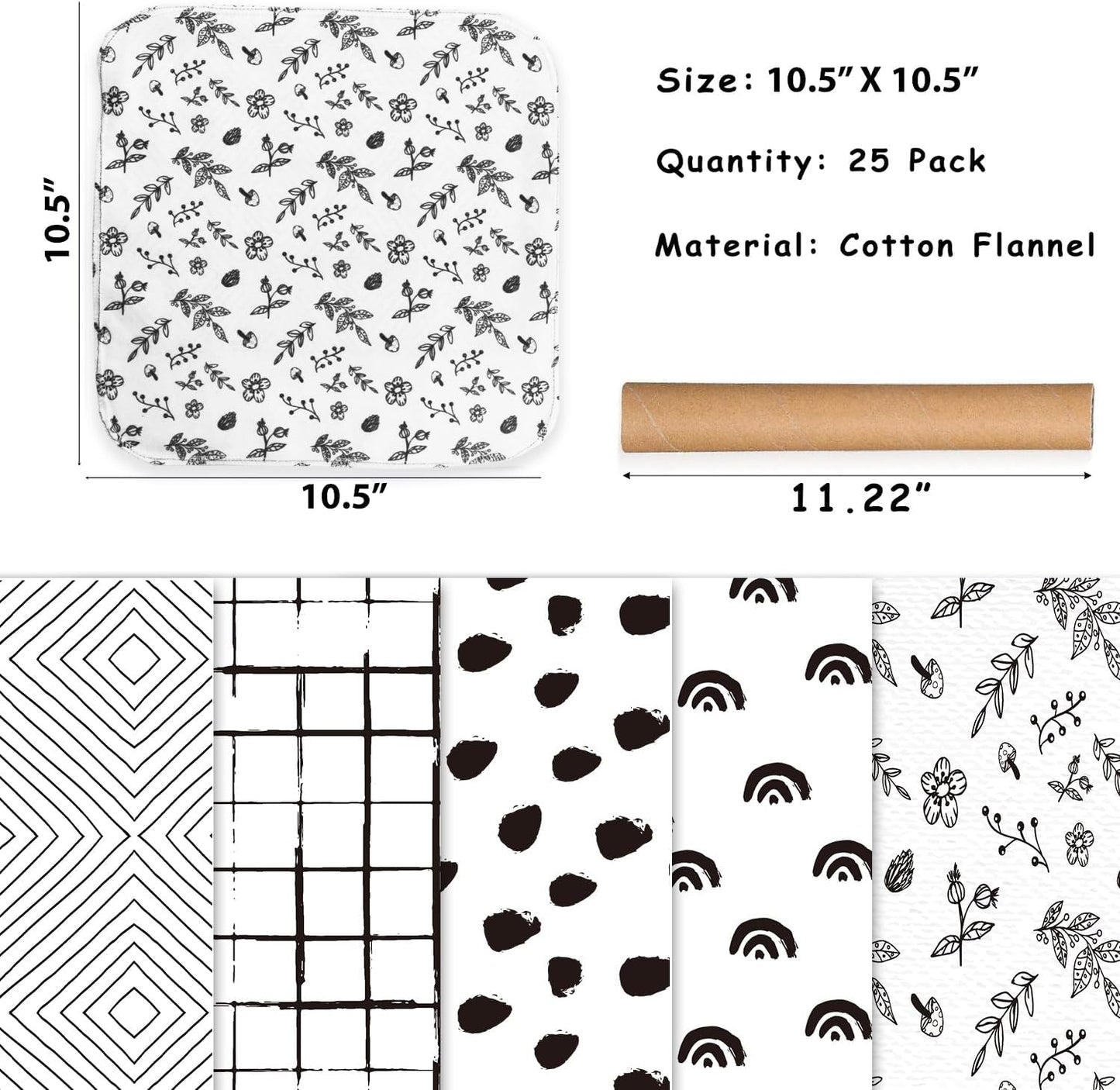 25 Pack Reusable Paper Towels, Paperless Towels Roll Washable Cotton Cloth for Kitchen Towels Zero Waste Products Alternative Paper Towels Alternative (Bohemian)