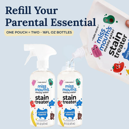 Miss Mouth's Messy Eater Stain Treater Spray - 4oz 2 Pack Stain Remover - Newborn & Baby Essentials - No Dry Cleaning Food, Grease, Coffee Off Laundry, Underwear, Fabric