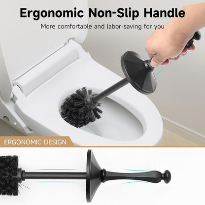 Bronze Toilet Brush and Holder，Extra Long Handled Toilet Brush for Bathroom，Stainless Steel Heavy Duty Toilet Bowl Brush,Deep Cleaning Modern Toilet Cleaner Brush -Space Saving, Covered Brush, Durable