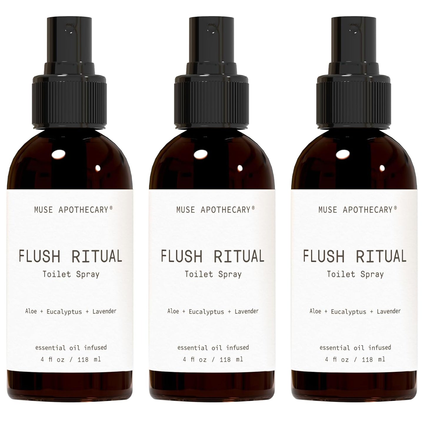 Muse Apothecary Flush Ritual - Aromatic & Refreshing Toilet Spray, Use Before You Go, 4 oz, Infused with Natural Essential Oils - Coconut + Sandalwood