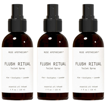 Muse Apothecary Flush Ritual - Aromatic & Refreshing Toilet Spray, Use Before You Go, 4 oz, Infused with Natural Essential Oils - Coconut + Sandalwood