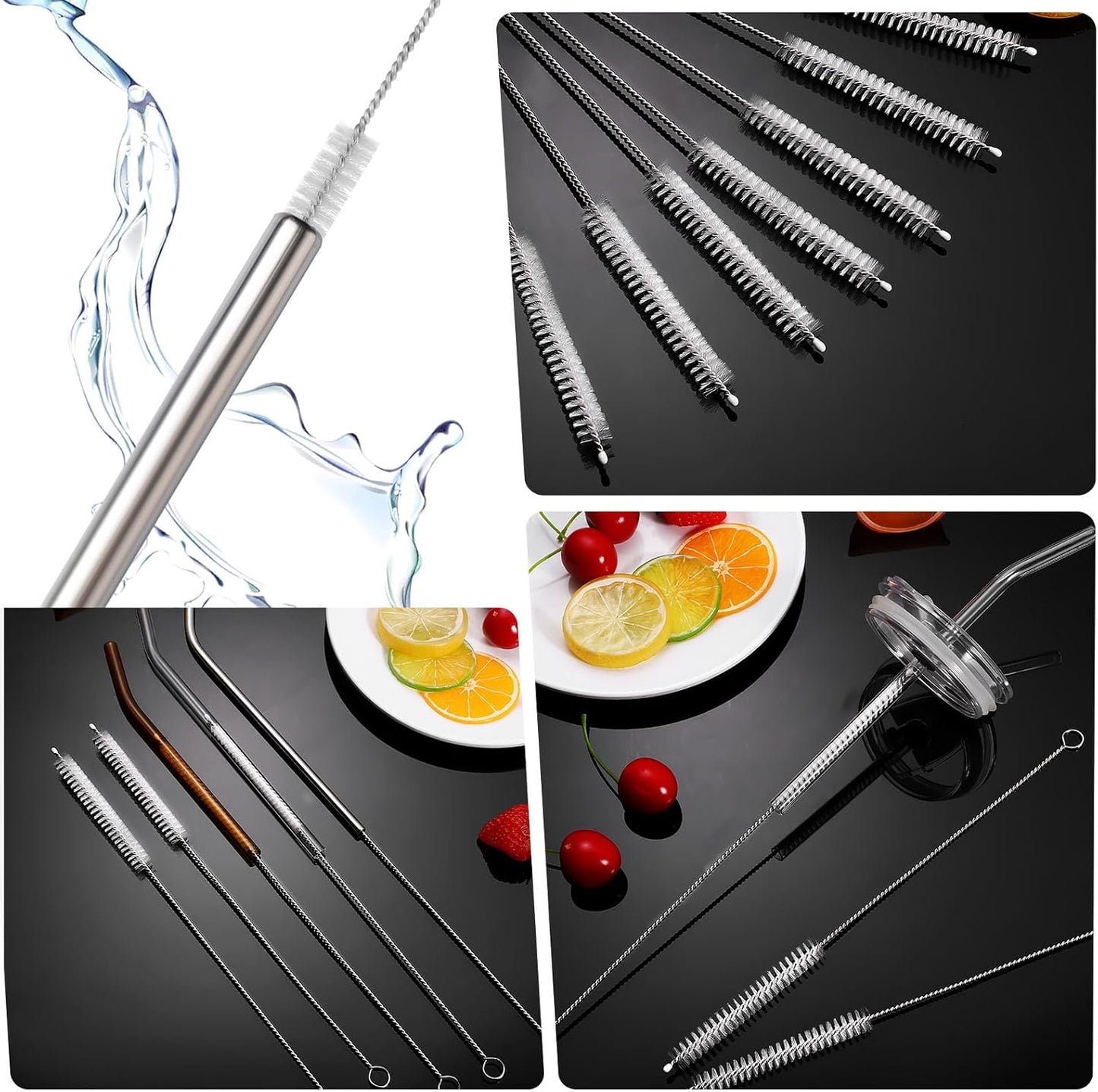 Straw Cleaner Brush, Reusable Metal Handles Straw Cleaning Brush Extra Long for Stanley Mug 40, 30, 20 oz, 10mm 15mm Wide for Sippy Cup, Water Bottle and Tubes Pipe