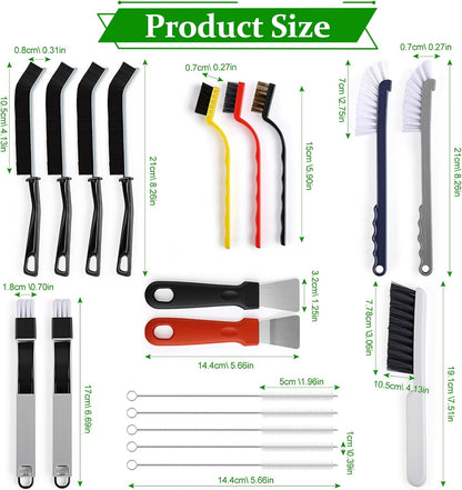 19 Pcs Cleaning Brush Kit with Crevice Brushes, Shower Cleaner Brush, Multifunctional Grout Scrubber for Bathroom, Kitchen, Window Tracks and Corners