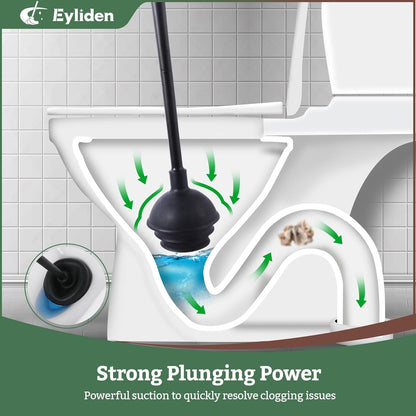Eyliden Toilet Brush and Plunger Combo Set | 2-in-1 Disposable Toilet Bowl Wand Kit with 10 Refill Heads, Toilet Plunger, Compact Storage Holder | Bathroom Cleaning System for Home, White