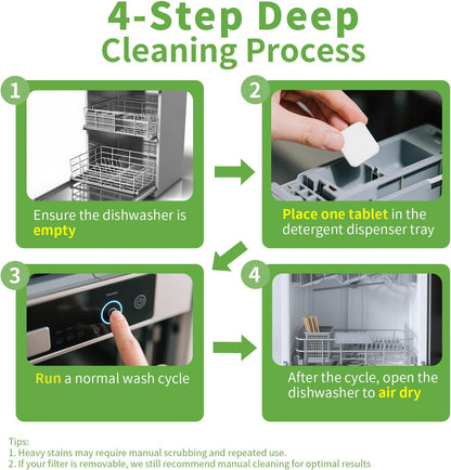 ORIENTLEAF Dishwasher Cleaning Tablets, Lemon Scent 9 Month Supply, Dishwasher Cleaner and Deodorizer, Dish washer Descaler