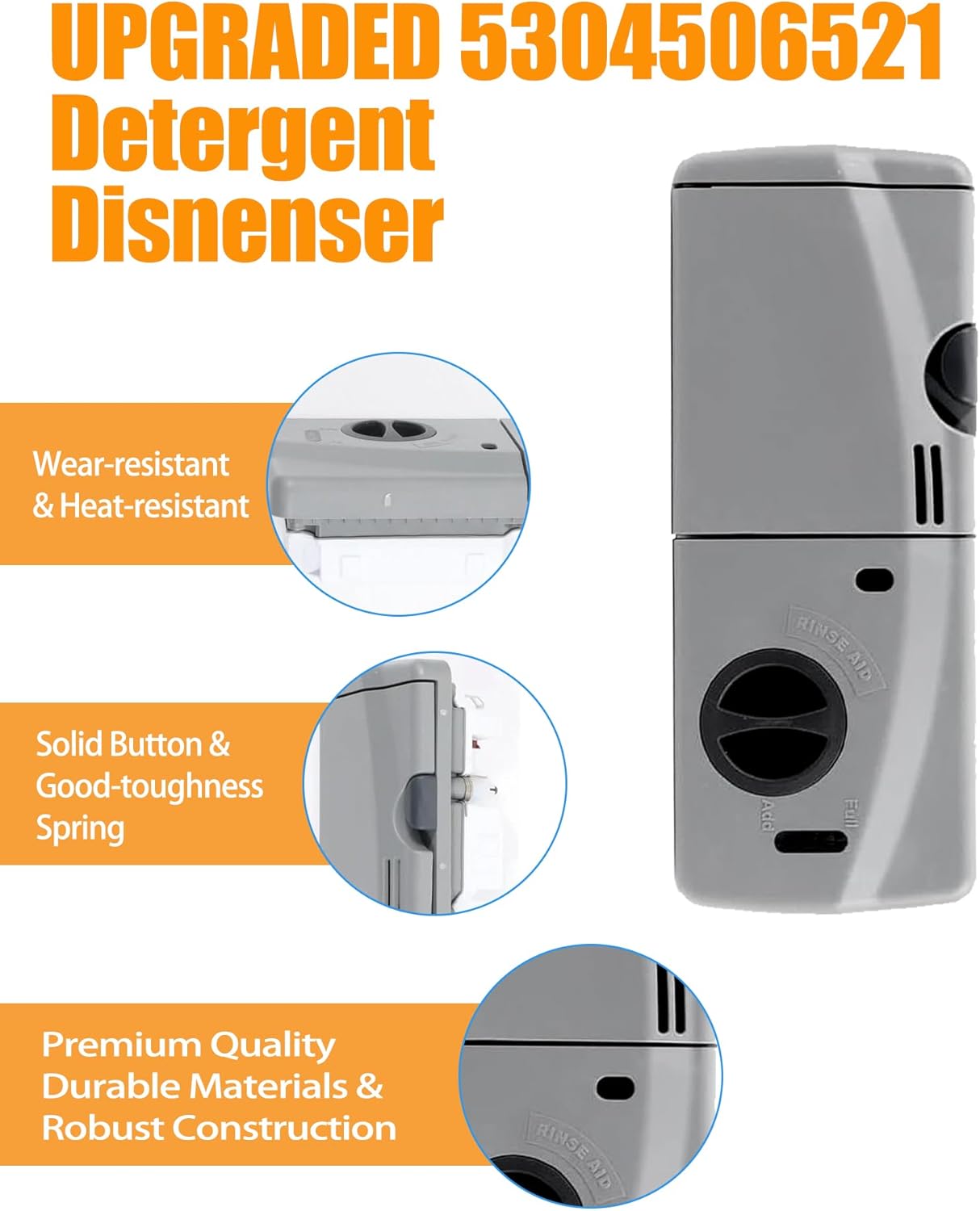 5304506521 Detergent and Rinse Aid Dispenser for Dishwashers kit Fits For Frigidaire,Electrolux,Crosley, Kenmore, Westinghouse,Replacement AP6036339.154379201,154379202,154452703 Etc