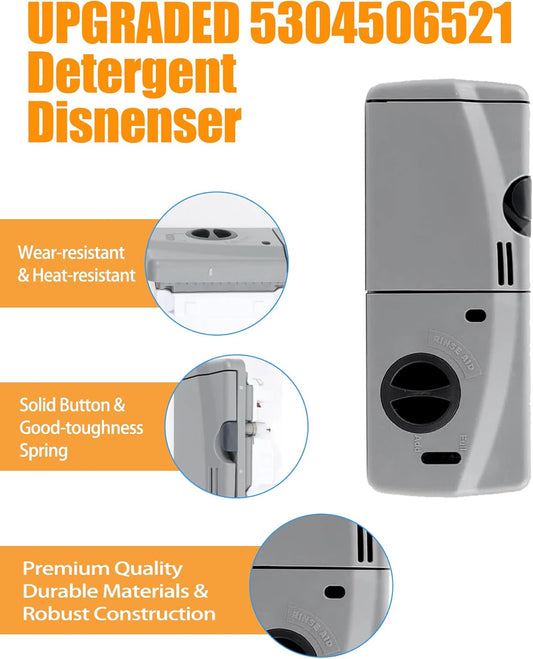 5304506521 Detergent and Rinse Aid Dispenser for Dishwashers kit Fits For Frigidaire,Electrolux,Crosley, Kenmore, Westinghouse,Replacement AP6036339.154379201,154379202,154452703 Etc