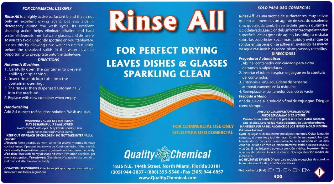 Rinse All / Commercial Industrial Grade Rinse Aid / 1 Gallon (128 oz.)