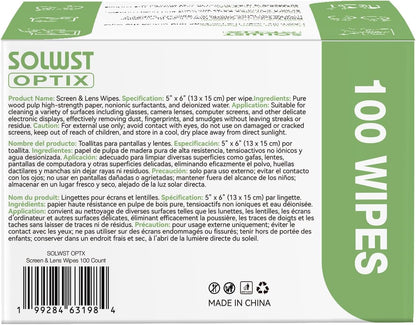 Optix Lens Cleaning Wipes - 300 Pre-Moistened, Individually Wrapped Wipes for Eyeglasses, Camera Lenses, Tablets, Phones, Computer Screens, and Other Surfaces