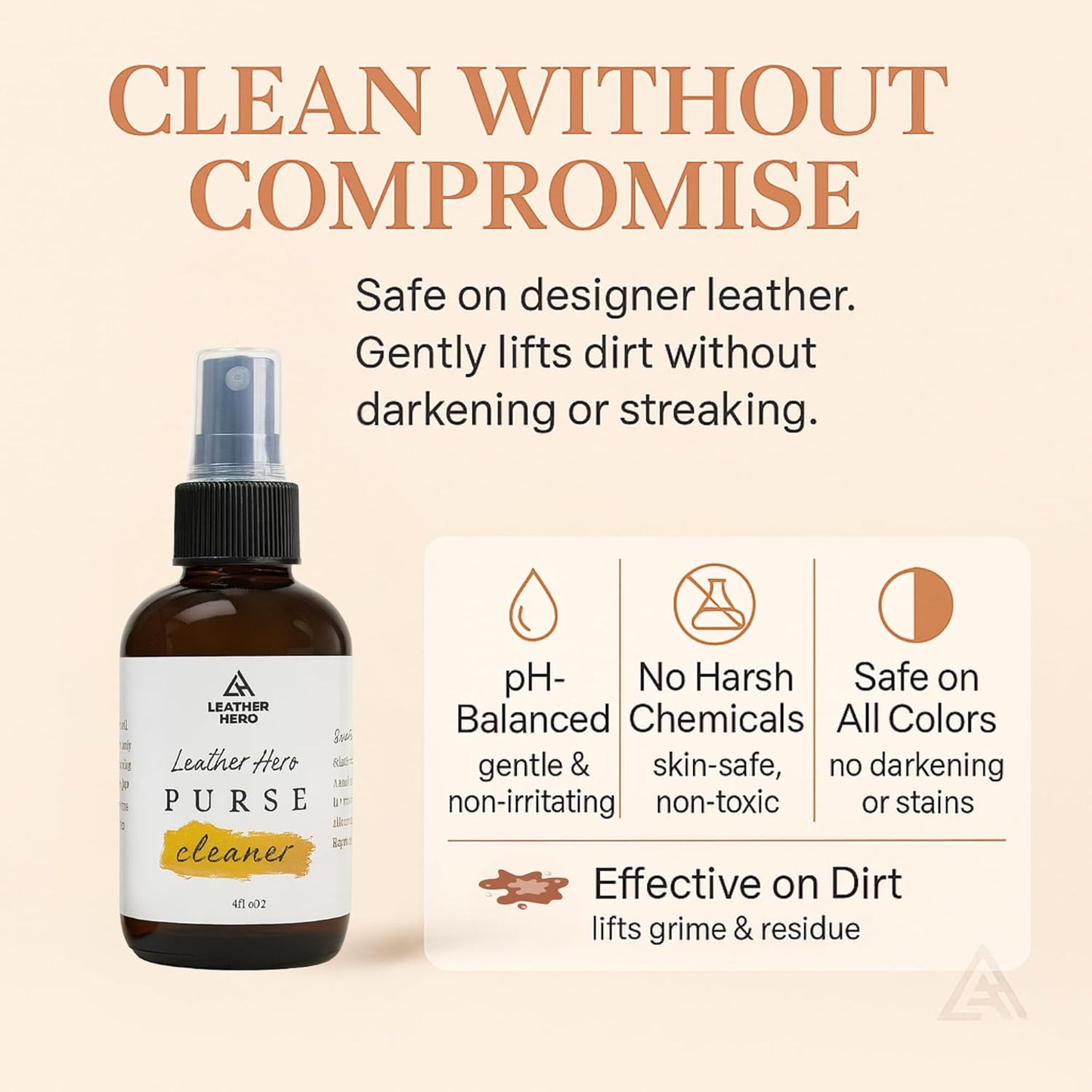 Leather Purse Cleaner & Conditioner Kit – 4pc Set with 4oz Cleaner, 4oz Conditioner, Microfiber Cloth & Applicator Sponge – Leather Bag & Handbag Care for Luxury Purses & Designer Bags