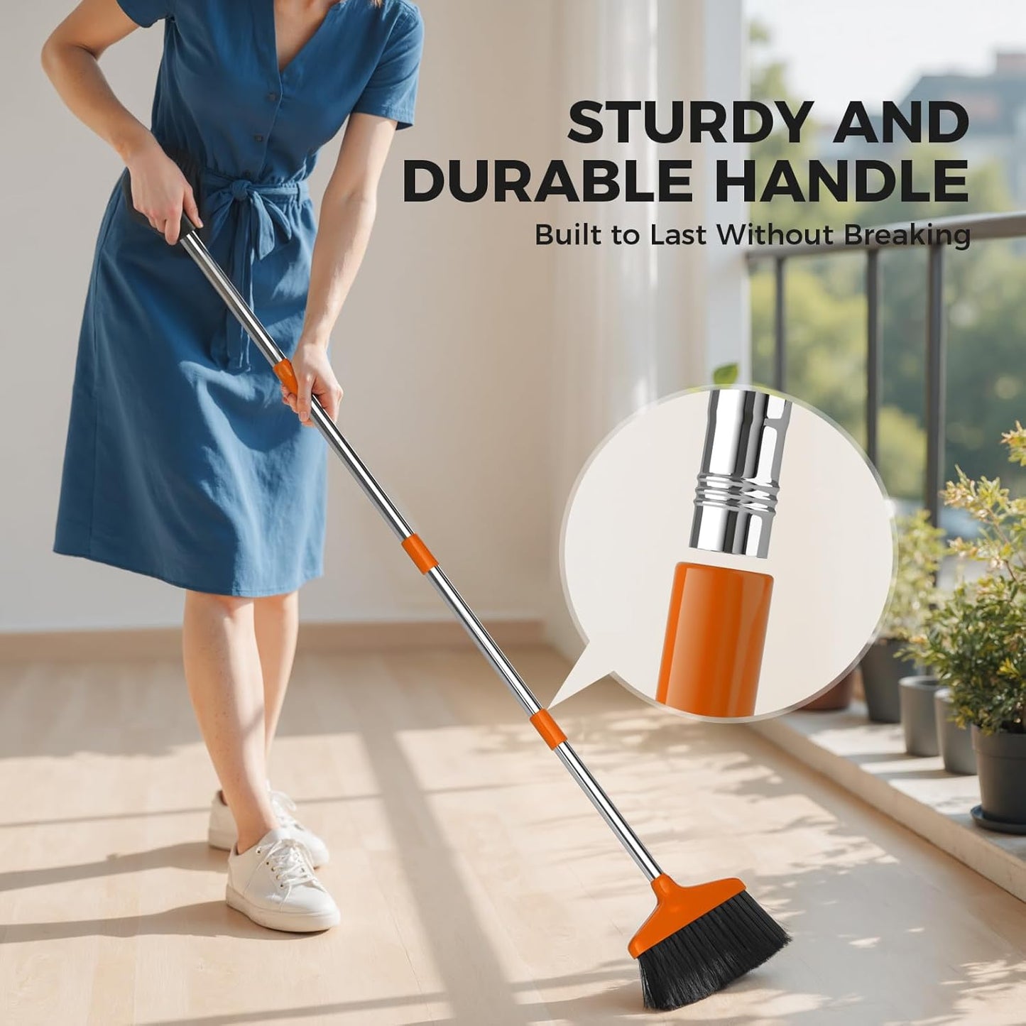 Handy Broom, Indoor/Outdoor Brooms, Duty Kitchen Broom, for Home Garage Kitchen Office Courtyard Lobby Patio Lawn Concrete (1, Red)