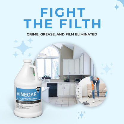 (4 Gallons) - Distilled White Cleaning Vinegar 6% Acidity - Multi-Purpose Household Surface Cleaner, Safe for Laundry