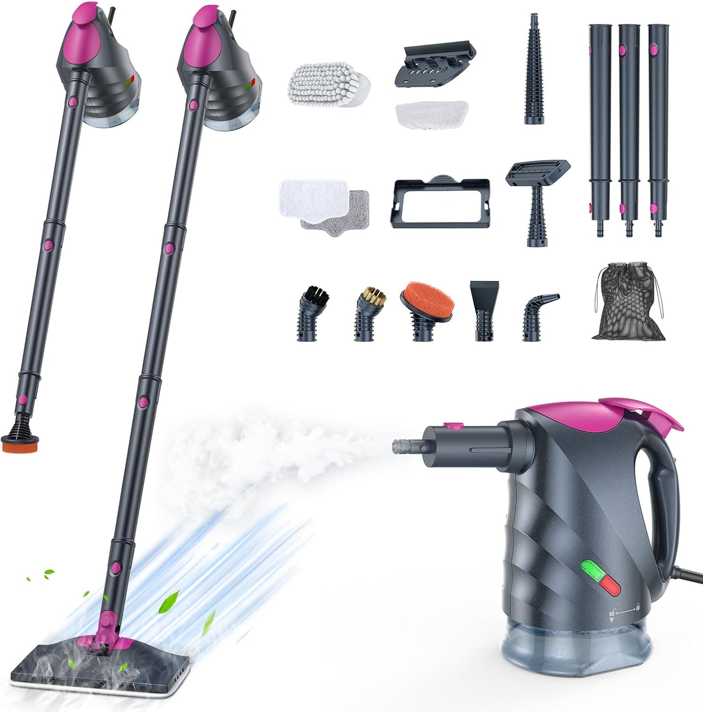 ScrubWiz 10-in-1 Steam Cleaner, Steam Mop & Detachable Handheld Steam Cleaner, 320ml Water Tank, 10s Fast Heating, Portable Steamer for Kitchen, Floor, Tiles, Window, BBQ Grill, Car, Bright White