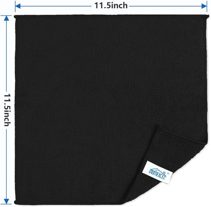 HOMEXCEL Microfiber Cleaning Cloth 210GSM, Pack of 12, Size:11.5" x 11.5", Ultra-Soft, High-Density Non-Abrasive Cleaning Towels for Cars, Glass, Kitchen, Reusable Rags, Blue/Green/Yellow/Pink