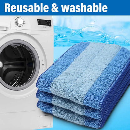 16.5 inch Mop Pads Refills, 3 Pack Microfiber Reusable Replacement Mop Pads Flat Replacements Heads for Wet Or Dry Floor Cleaning and Scrubbing, Grey Tassel Cloth