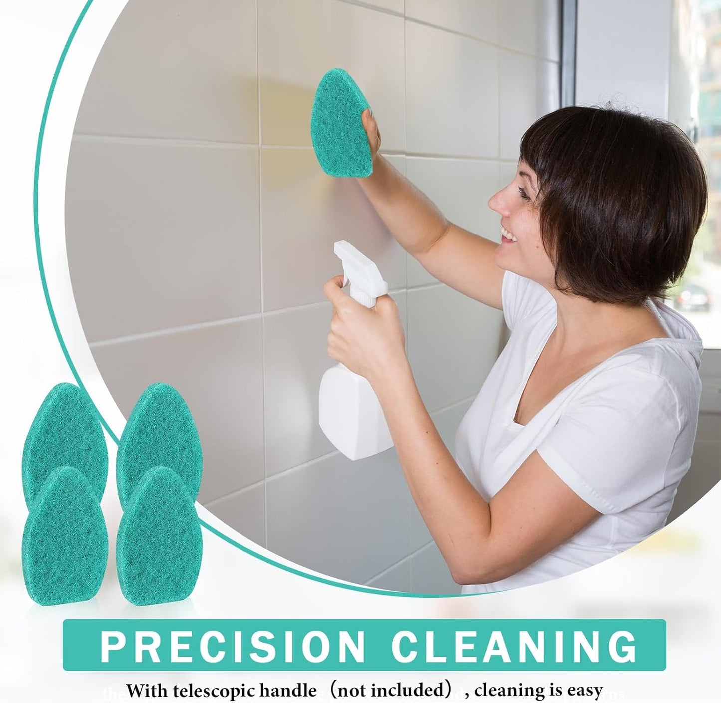 Baderke 4 Pcs Tub Tile Scrubber Cleaning Brush Pads (Without Handle) Brush Non-Scratch Scouring Pads for Shower Bathroom Buildup Toilet Wall Floor (Orange)