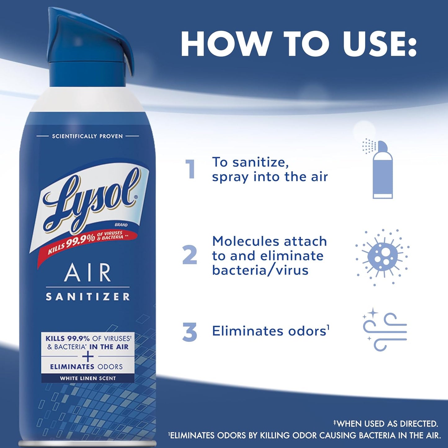 Lysol Bundle containing x2 Lysol Disinfectant Spray for Hard and Soft Surfaces, Crisp Linen, 19 Fl. Oz + Lysol Air Sanitizer Spray, For Air Sanitization and Odor Elimination, White Linen, 10 Fl. Oz