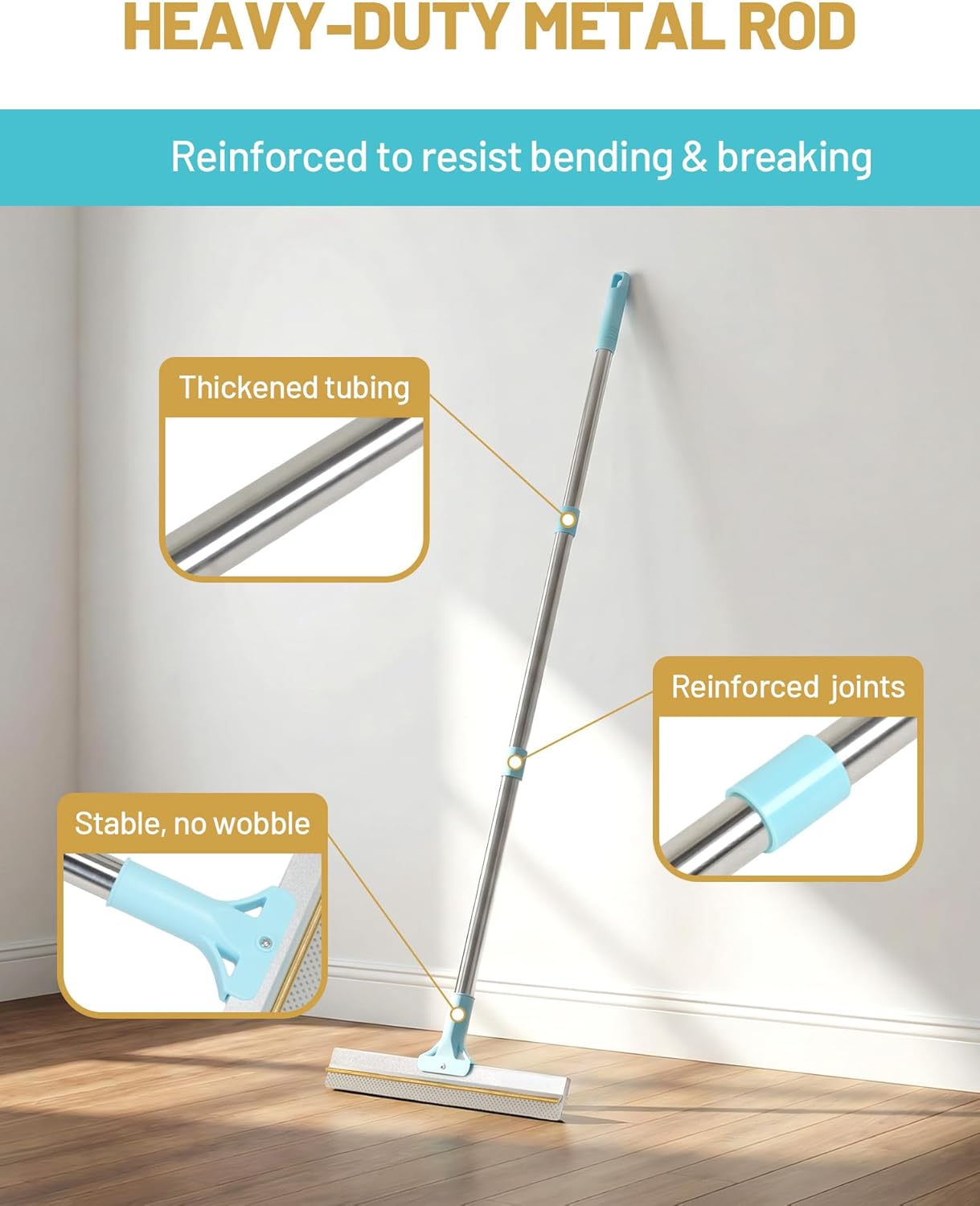 Carpet Rake for Pet Hair Removal: DELOMO Carpet Scraper Broom with 54” Adjustable Long Handle, Dual-Sided, Metal + Short Silicone for Carpets & Rugs, Extended Silicone for Shag Rugs & Hard Floors