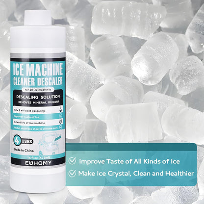 EUHOMY Ice Machine Cleaner Descaler, 16 Fl OZ Ice Maker Cleaner (4 Uses Per Bottle), Ideal Universal Descaling Solution for All Brands Ice Maker, Single Use Coffee and Espresso Machines