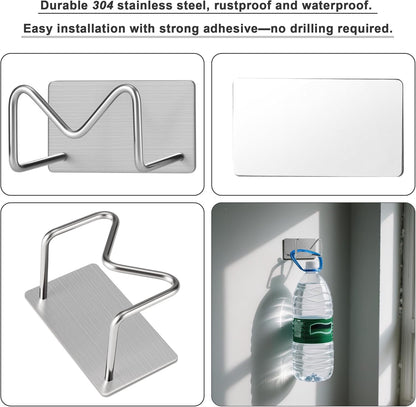 Adhesive Sponge Holder for Kitchen Sink, SUS304 Stainless Steel Scrubber Hanger Sink Caddy Accessories Storage Drain Rack Stand for Scratch Scrub Dishcloth Dishrag Steel Wool Strainer Stopper