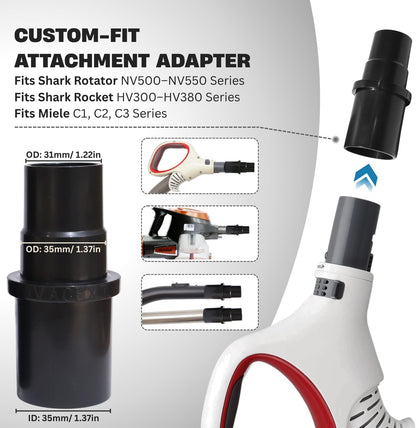 For Shark Navigator, Rotator & Rocket Vacuums: Flexible Crevice Tool for Hard to Reach Places, Dryer Vent Vacuum Attachment (Replacement Attachment Kit)