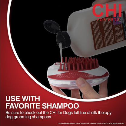 CHI for Dogs Rubber Fur Accumulator Brush, Dog Grooming Tool for Removing Loose Hair and Lint from Coats Furniture Clothing and Car Seats, Flexible Rubber Bristles, Easy Clean Grooming Brush
