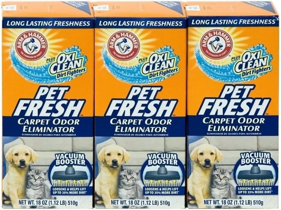 Arm & Hammer Pet Fresh Carpet Odor Eliminator Plus Oxi Clean Dirt Fighters (Pack of 3), 48.9 Ounce