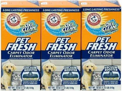 Arm & Hammer Pet Fresh Carpet Odor Eliminator Plus Oxi Clean Dirt Fighters (Pack of 3), 48.9 Ounce