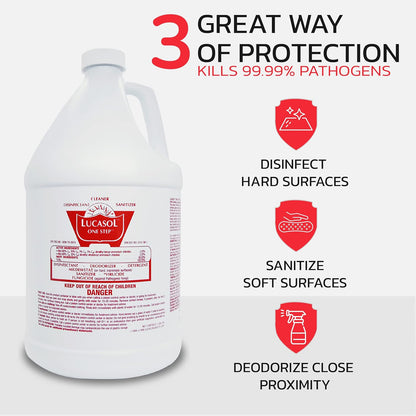 Lucasol One Step Disinfectant, 1 Quart (32 Ounce), All Purpose Cleaner Spray For Hospitals, Barber Supplies, Household Essentials, School, Salons, Household Cleaning And More