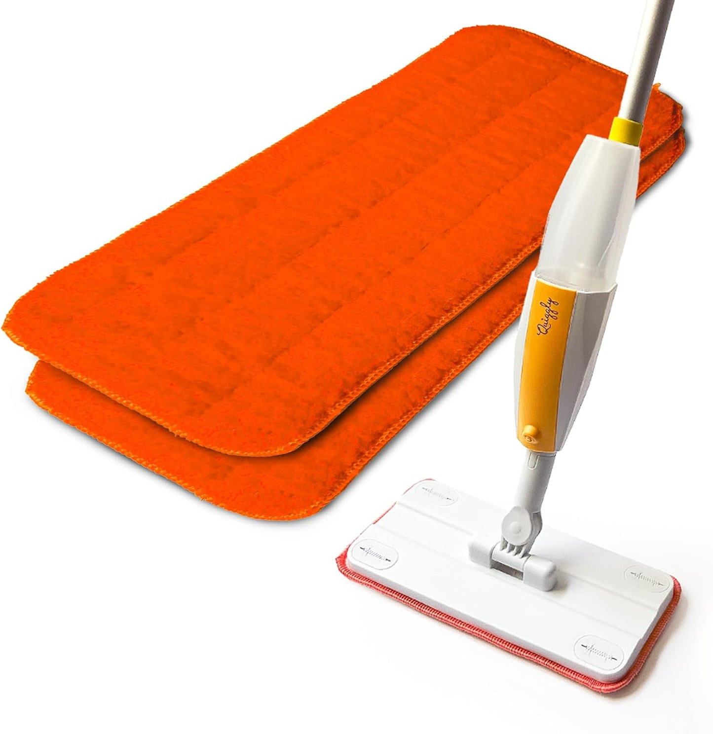Quiggly Reusable Mop Pad 2-Pack – Washable Microfiber Refills Toddler & Kid Spray Mops – Machine Washable 10.8” x 4.9” Pads