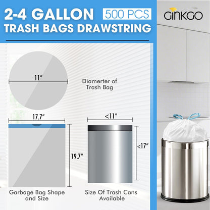 105 Count Small Trash Bags, 4 Gallon Garbage Can Liners - Unscented Wastebasket Trash Bags for Bathroom, Kitchen, Bedroom, Cleaning Supplies (15 Liter)