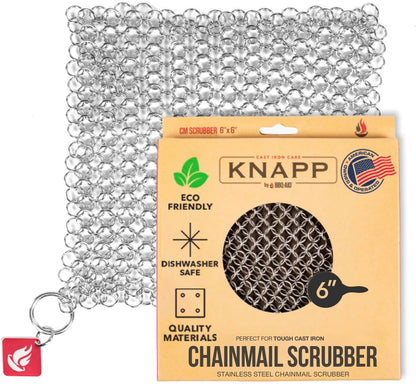 CM SCRUBBER Knapp Made Original 4" Chainmail Scrubber - Cleaner For Cast Iron, Stainless Steel, Hard Anodized Cookware and Other Pots & Pans