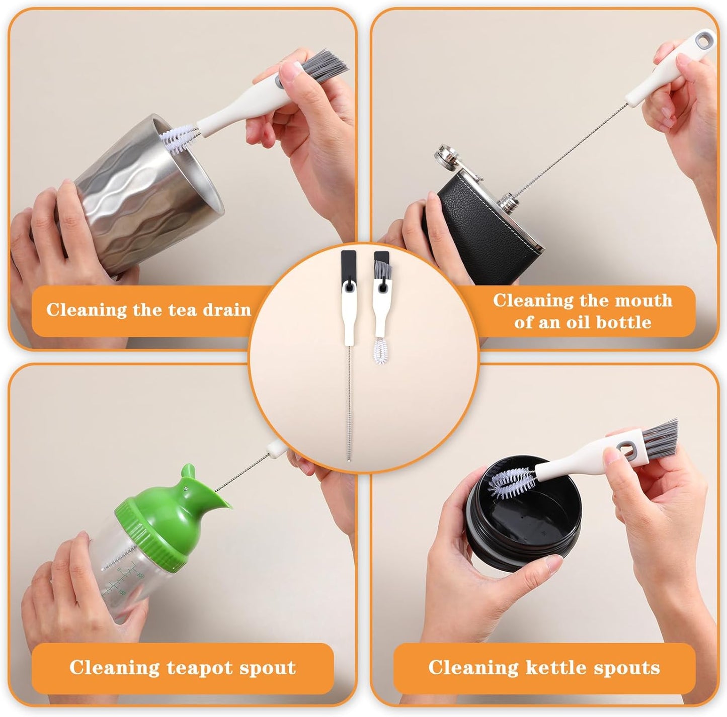 2 Pcs Multifunctional Cup Lid Cleaning Brush and Straw Cleaner Brush Set - 2-in-1 Cup Lid Cleaner with Bristles for Deep Cleaning Bottle Lids, Straws, Spouts and Narrow Gaps Lids Cleaning Brush Tool