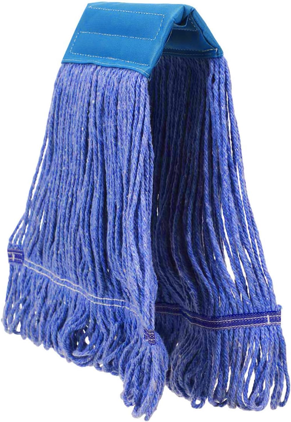 Yocada Looped-End String Wet Mop Heavy Duty Cotton Mop Commercial Industrial Grade Telescopic Iron Pole Jaw Clamp Floor Cleaning 55.1 inch
