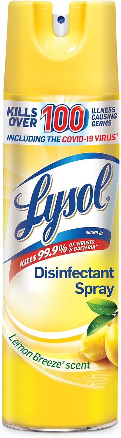 Lysol Disinfectant Spray, Household Essential Cleaning Supplies, Multi-Purpose Room Spray, Antibacterial Sanitizer Spray, Upholstery Deodorizer, Home and Bathroom, Crisp Linen,19 Fl Oz