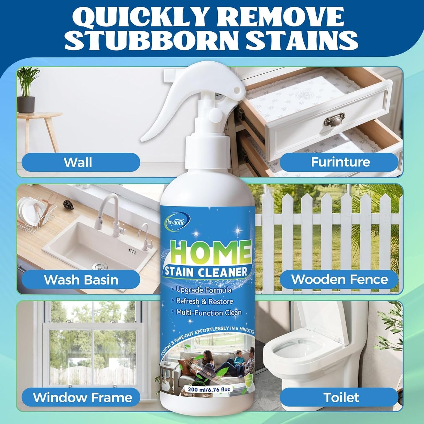 Mold Stain Cleaner Spray, Wall Cleaner Spray, All Purpose Cleaning Spray for Home Surfaces, Bathrooms, Kitchens, Showers, Basements & Outdoor Areas, Multipurpose Remover for Dirt, Dust, Oil