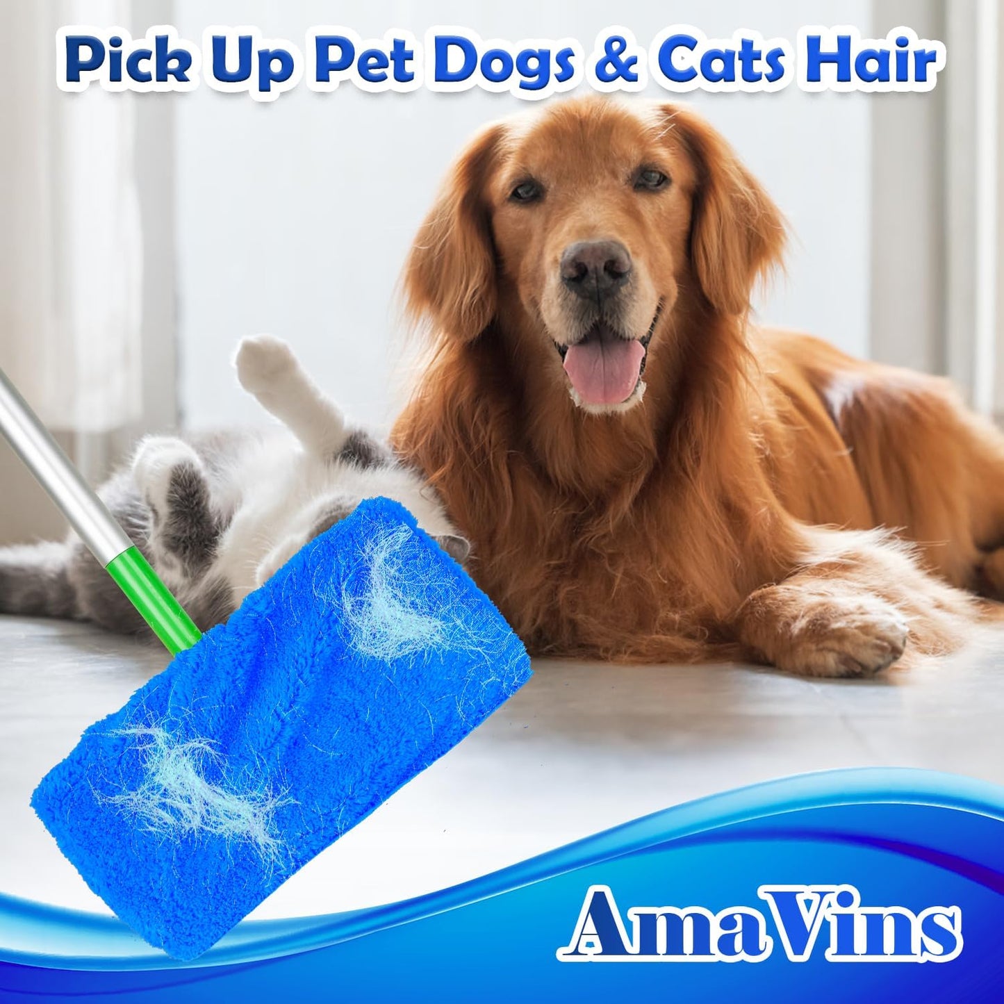 AmaVins 5 Pack Reusable Microfiber Mop Pads Compatible with Swiffer Sweeper Mop, Wet and Dry Flat mop Cover, Washable Mop Pads for Surface/Hardwood Floor Cleaning (Mop is Not Included)