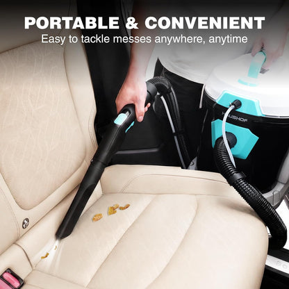 HAUSHOF 4 Gallon 5.5 Peak HP Wet/Dry Vacuum Upholstery Cleaner, Portable Shop Vacuum with 1-1/4 Inch Diameter x 5 Foot Hose, 13 Foot Cord, Ideal for Home, Workshop, and Garage Cleaning