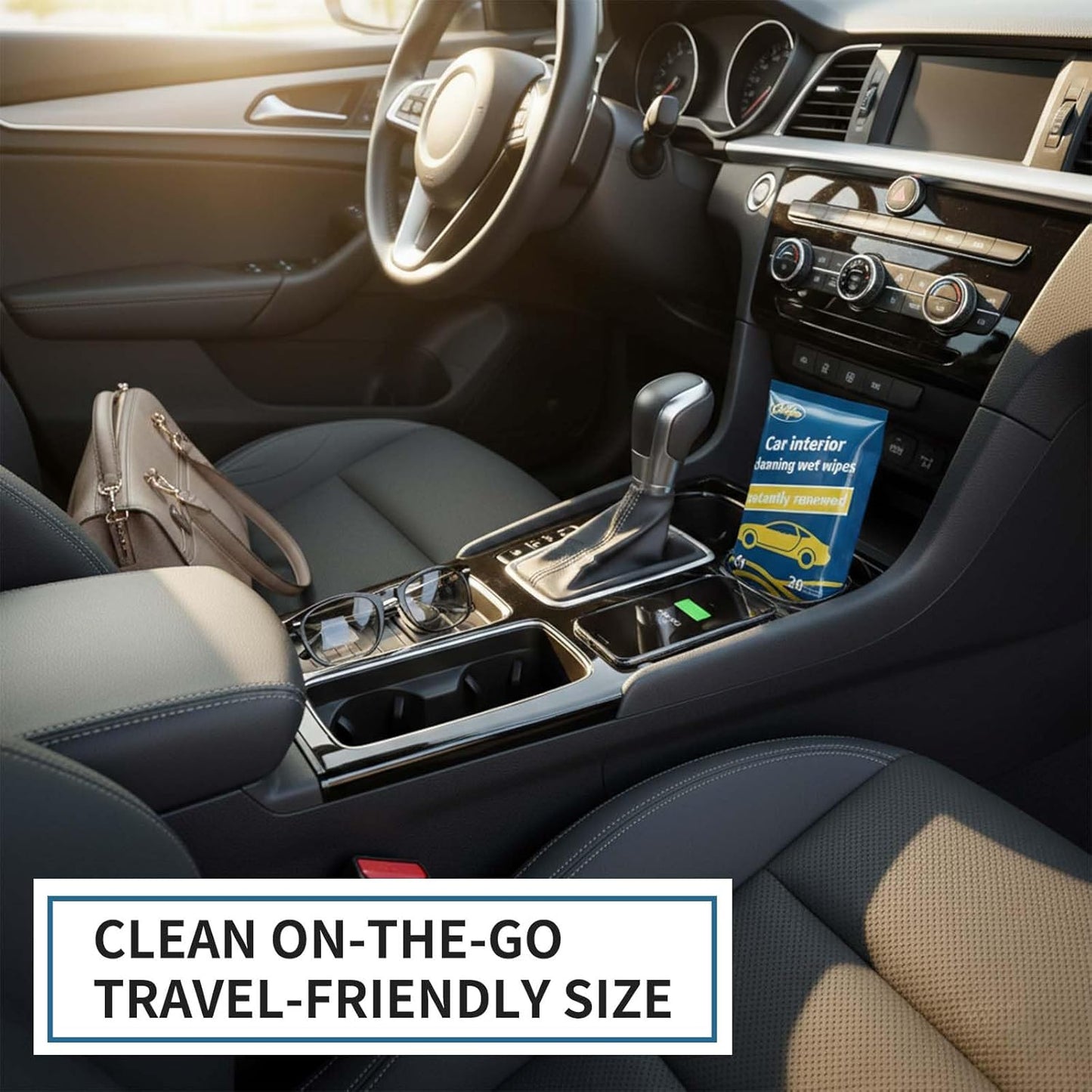Car Interior Cleaning Wipes - Pre-Moistened Wet Wipes for Dashboard, Leather Seats, Console, Low-Residue Formula, Streak-Free Finish