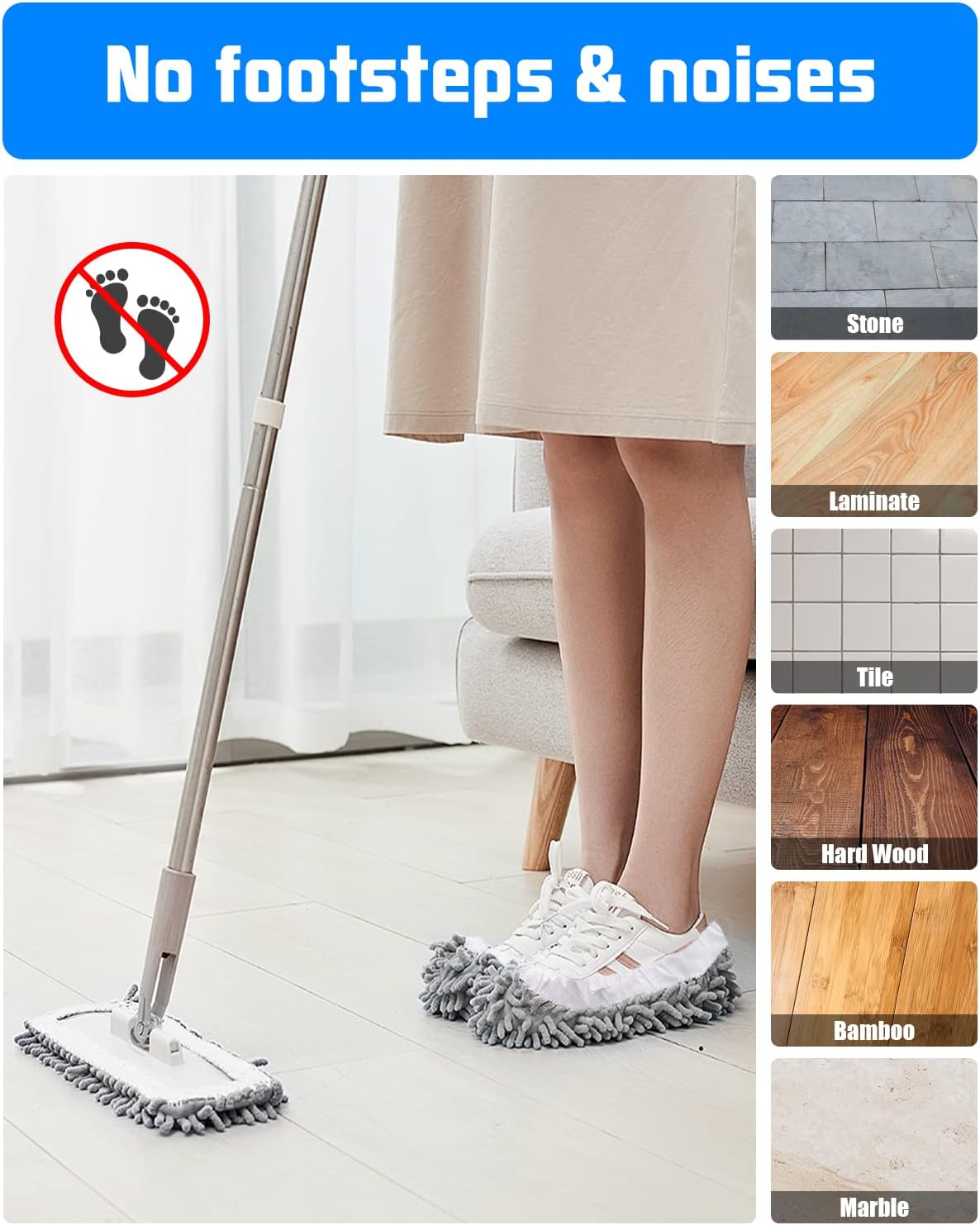 8 Pcs Mop Slippers Socks Floor Cleaning,Microfiber Shoe Covers dust Washable Reusable for Woman Man House Kitchen (Dark Grey)