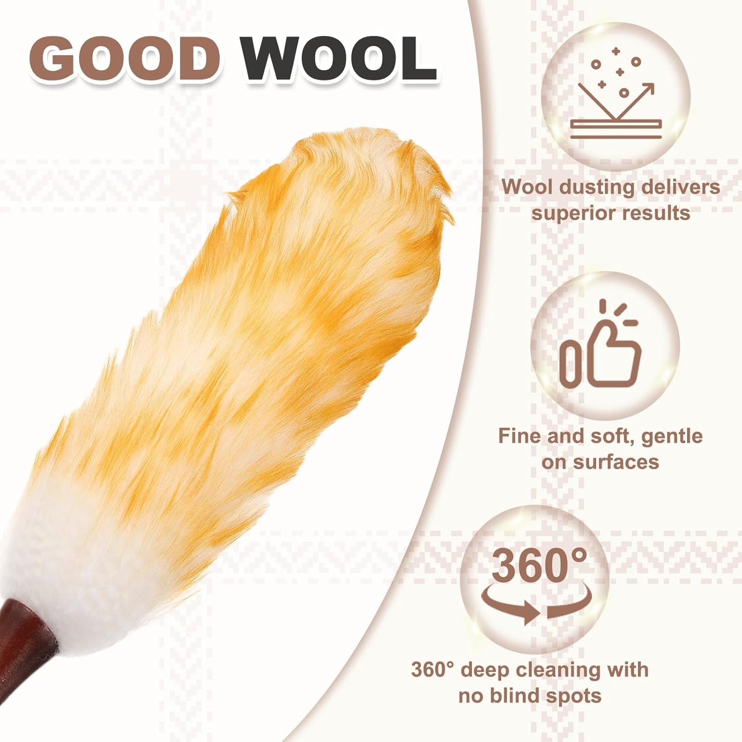 uxcell Wool Duster, 14.2" Natural Feather Cleaner Household Cleaning Duster with Solid Wooden Handle for Cleaning Fans Window Blinds Shelves Furniture, Pink
