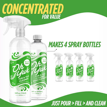 Oh Yuk Tub and Tile Cleaner – All-in-One Spray for Tubs, Tile, Shower Walls, and More | Removes Soap Scum and Residue | Biodegradable, Vegan, Cruelty-Free Formula | Made in USA