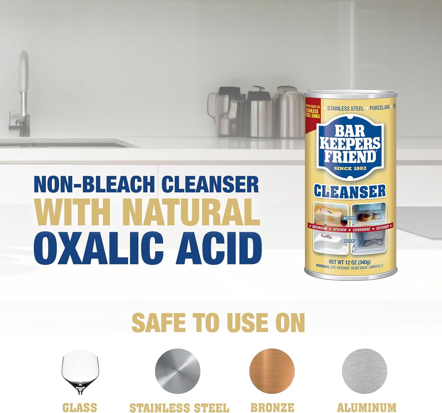 Bar Keepers Friend Powder Cleanser, 12 oz x 2, Multipurpose Cleaner, Degreaser & Remover for Burnt Stainless Steel Pots and Pans, Rust Stains, Hard Water Deposits & Soap Scum