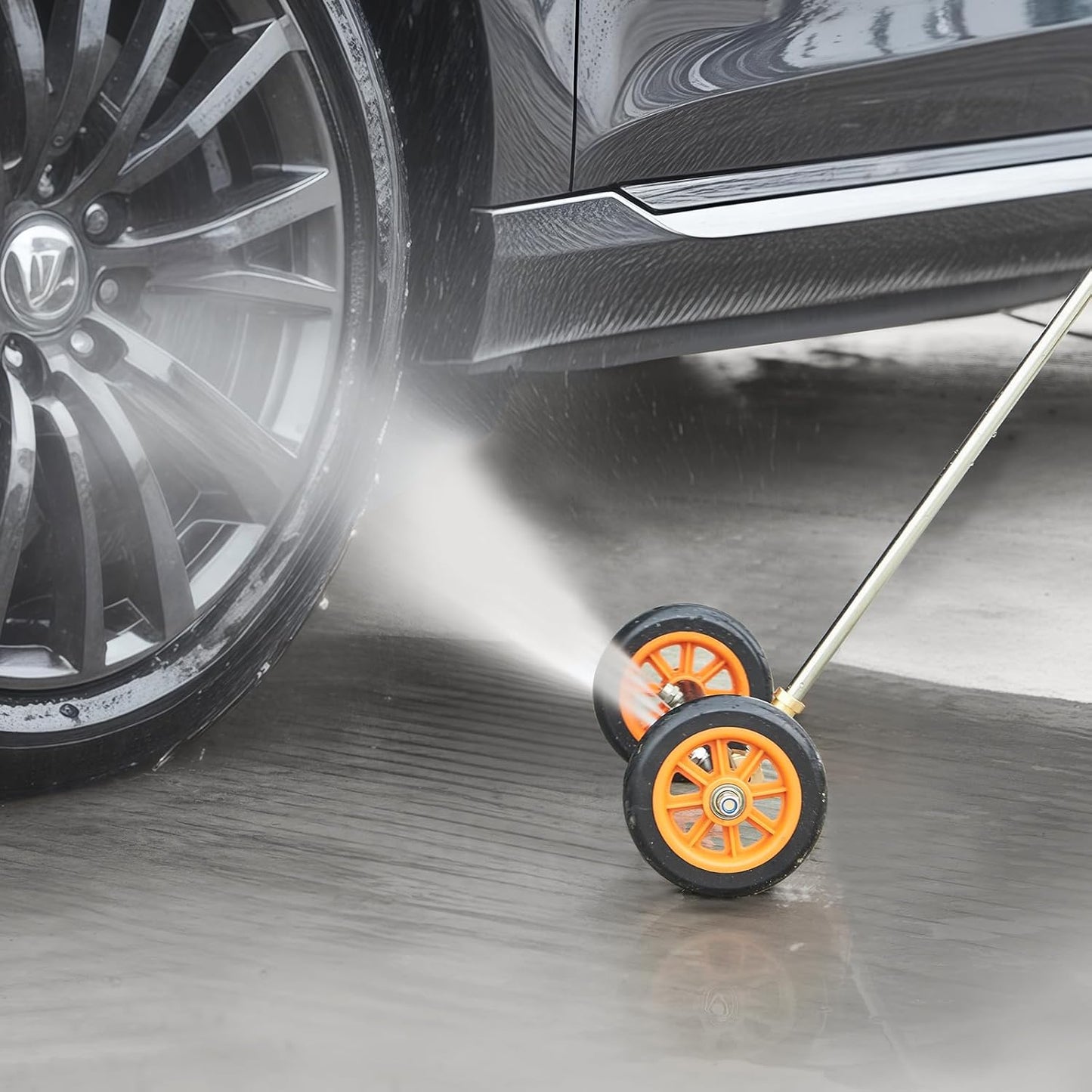 VEVOR 16 Inch Pressure Washer Undercarriage Cleaner, 4000 PSI Stainless Steel Cleaner with Angle Adjustment and 4 Nozzles, with 2 Extended Wands for Driveway, Patio, Deck