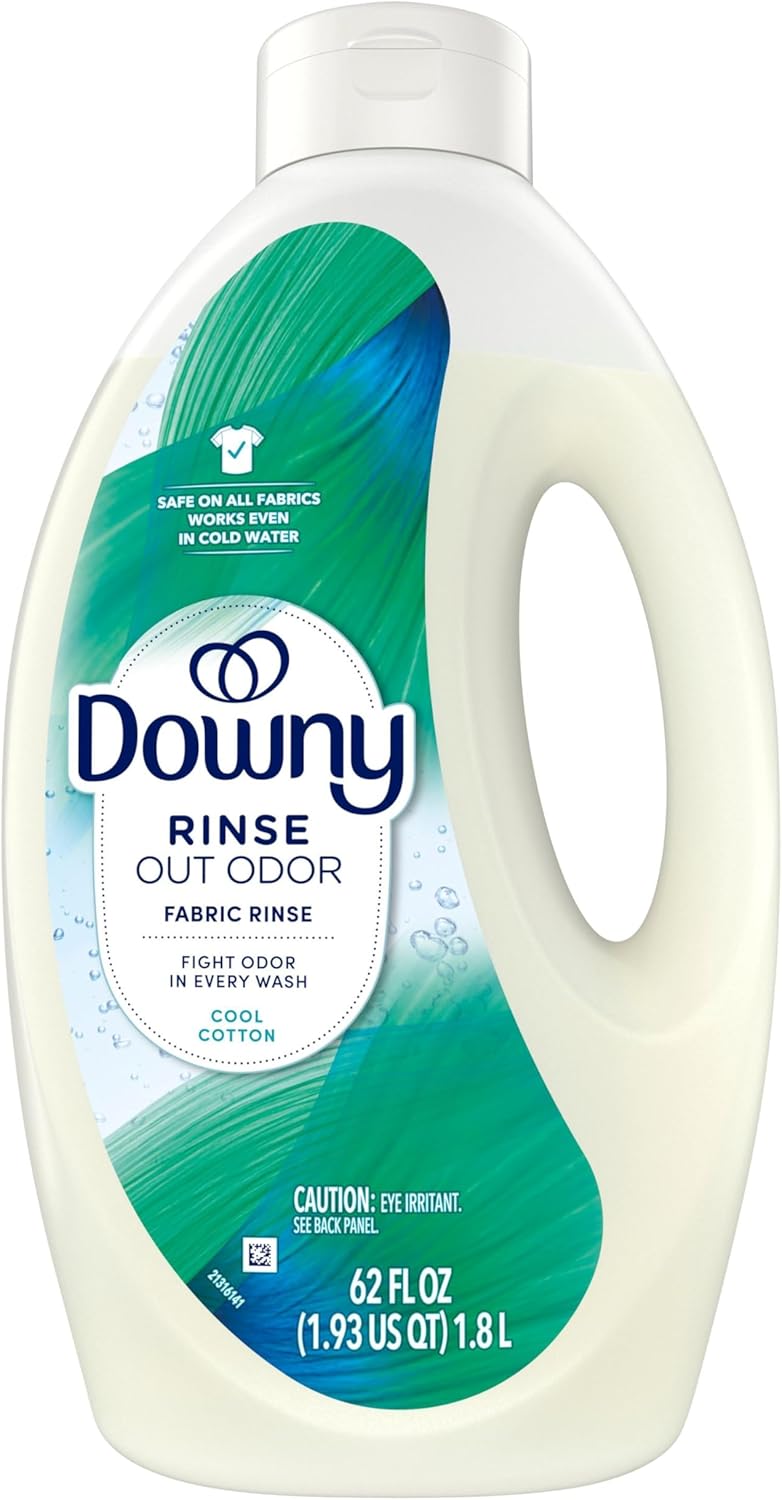 Downy Rinse Laundry Odor Remover, Cool Cotton Scent, 48 fl oz, Fabric Softener And Laundry Odor Removal Rinse, Fights Odors At The Source, HE Compatible