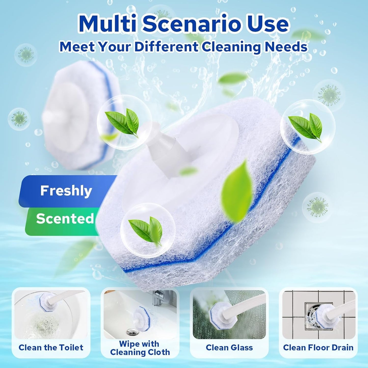 Cecailin® 60pcs Disposable Toilet Brush. Bathroom Cleaning. Disposable bowl cleaners Compatible with Most Toilet Brushes