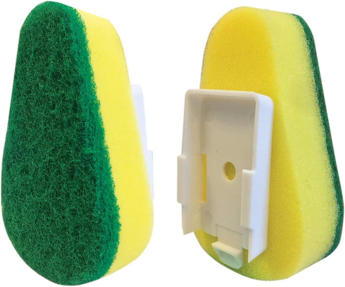 LOLA Dish Brush w/Soap Dispenser Wand, 1 Brush w/Head & 6 Refills, Absorbent Sponge Scrubber, No Leaking. Clean Dishes, Sinks and Cookware